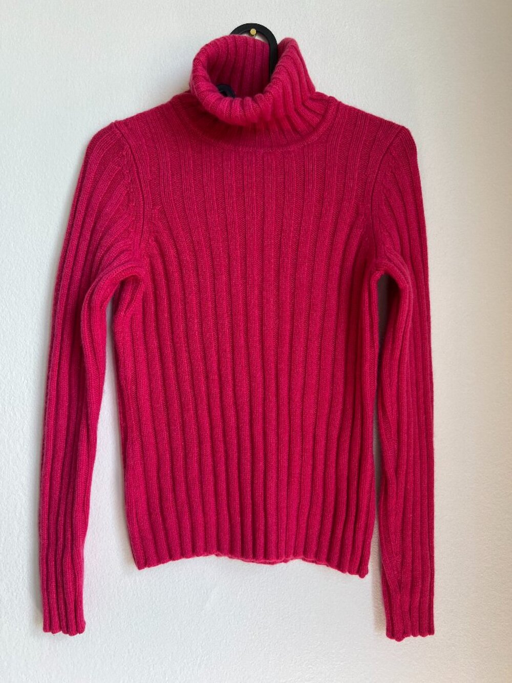 Asha Cashmere Turtleneck Sweater Women's Medium Pink Ribbed Classic
